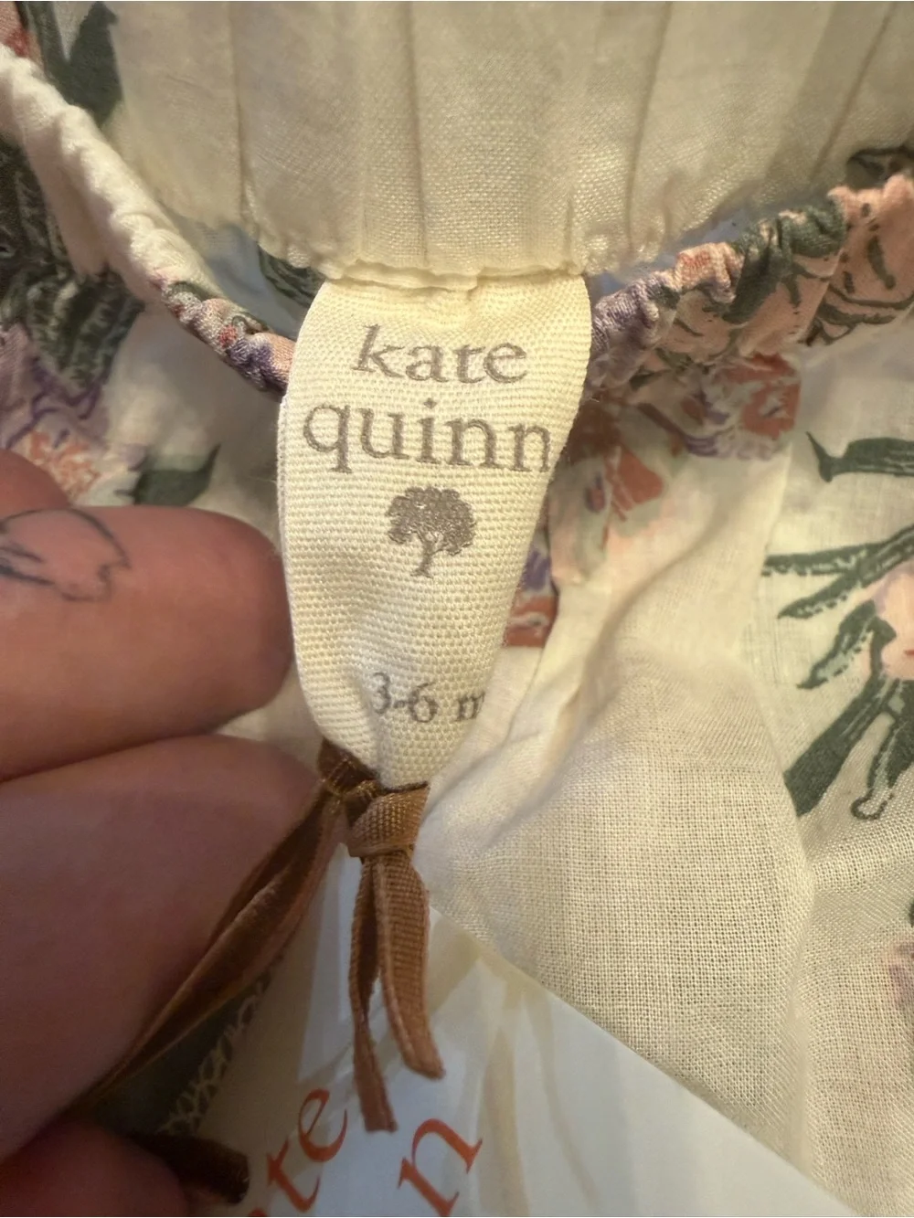 kate quinn Peach and Green Floral Cotton Kids Matching Set